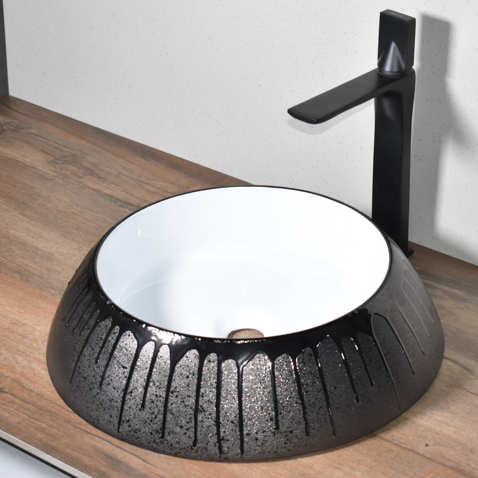 InArt Ceramic Counter or Table Top Wash Basin Black 46x46 CM - InArt-Studio