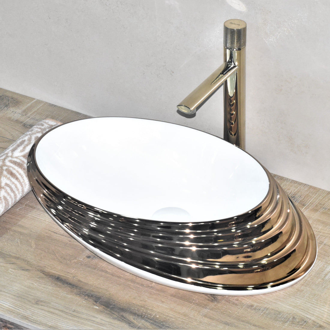 white designer table top wash basin - main product view