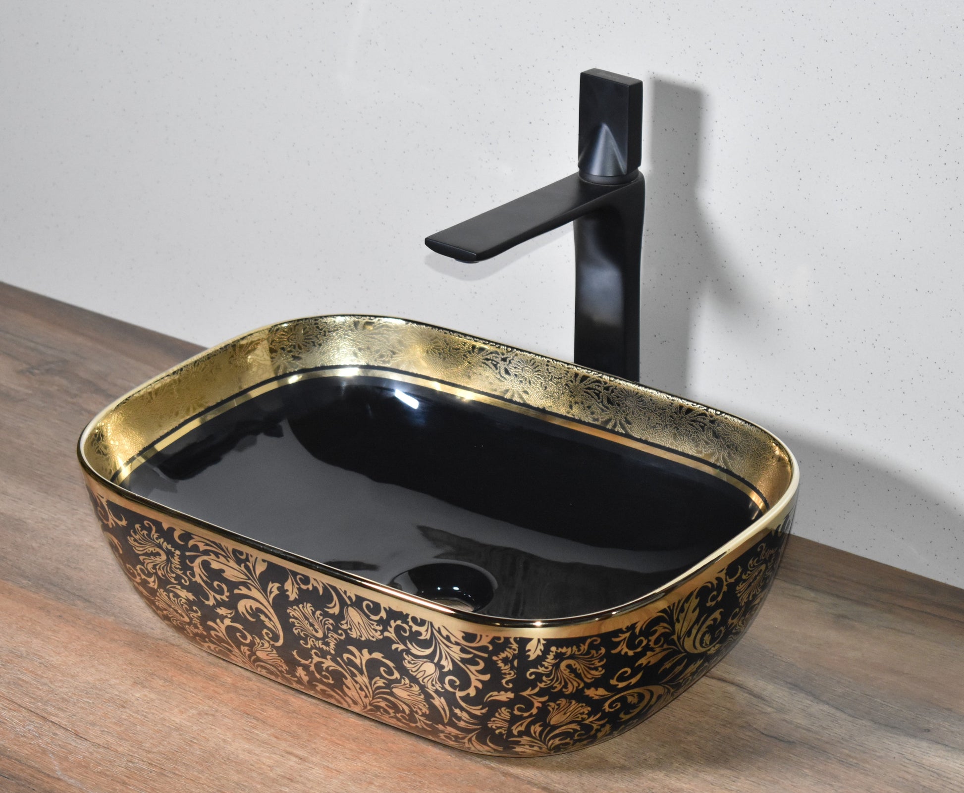 InArt Ceramic Counter or Table Top Wash Basin Gold Black 45.5x32 CM - InArt-Studio