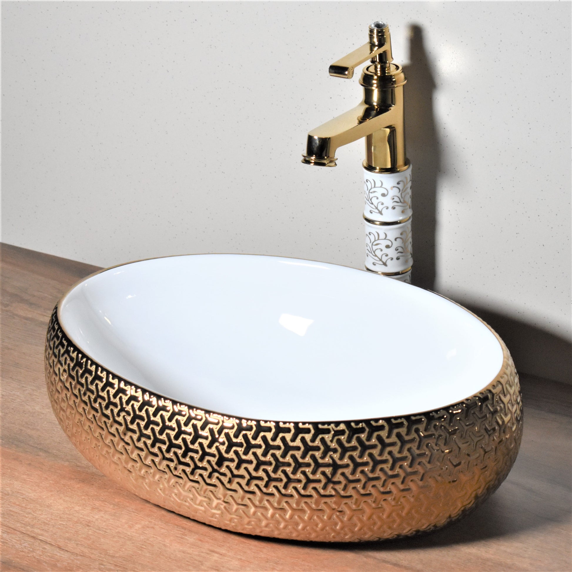 inart ceramic wash basin gold