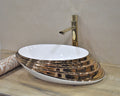 InArt Ceramic Counter or Table Top Wash Basin 50x38 CM Rose Gold White Color - InArt-Studio