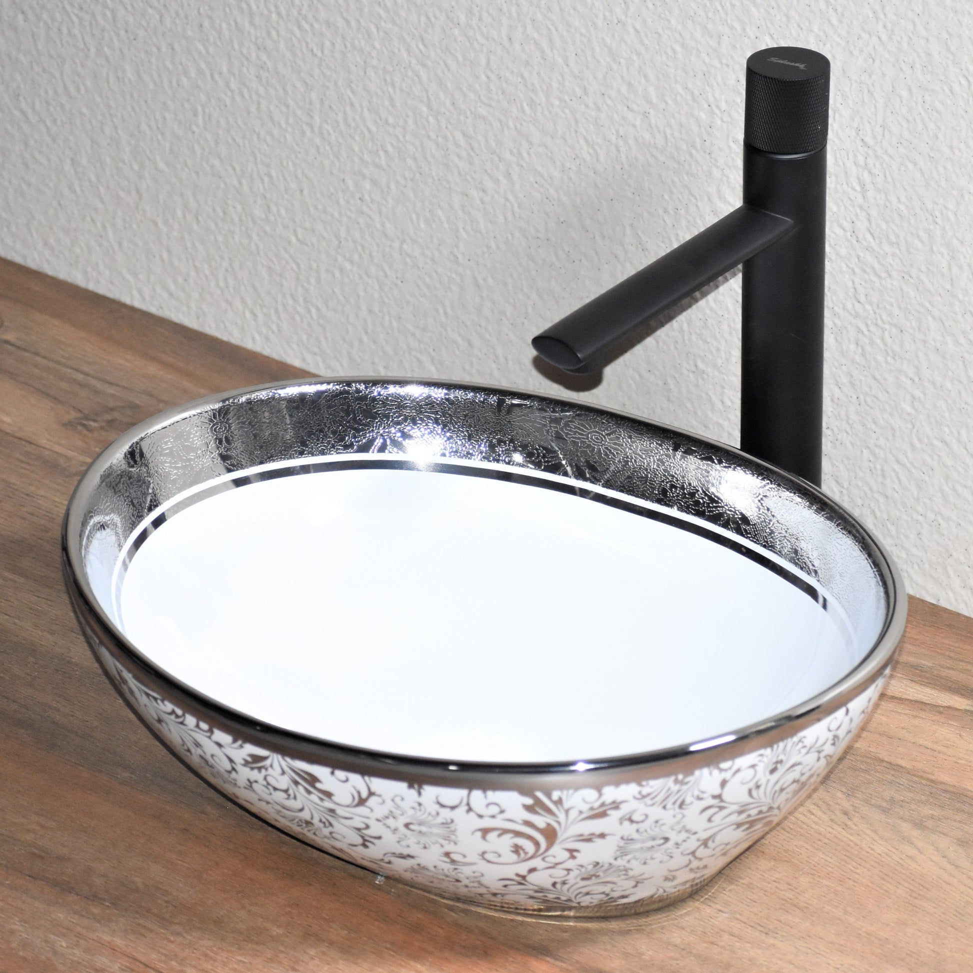 InArt Ceramic Counter or Table Top Wash Basin Silver White 41x36 CM - InArt-Studio