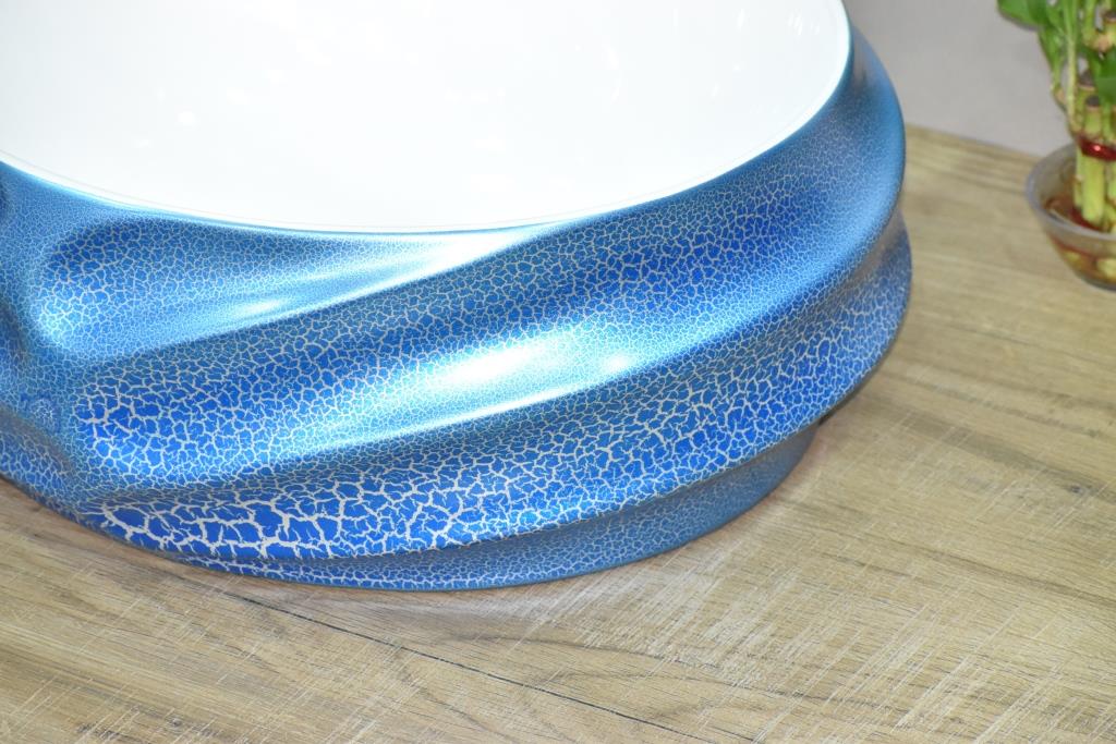 InArt Ceramic Counter or Table Top Wash Basin 46x38 CM Blue White Color - InArt-Studio