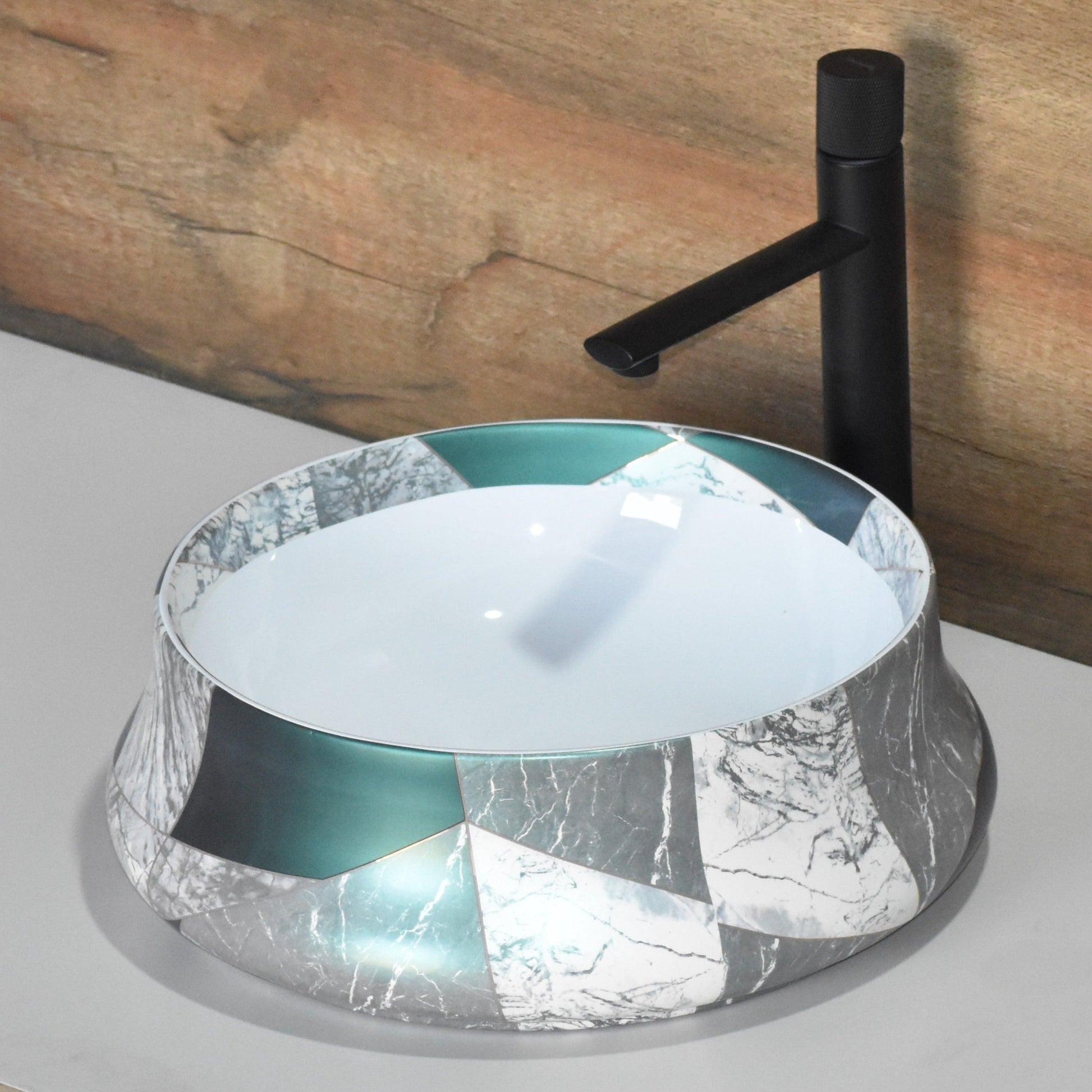 inart green color wash basin round shape table top
