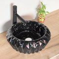inart ceramic black marble wash basin 16x16 inch