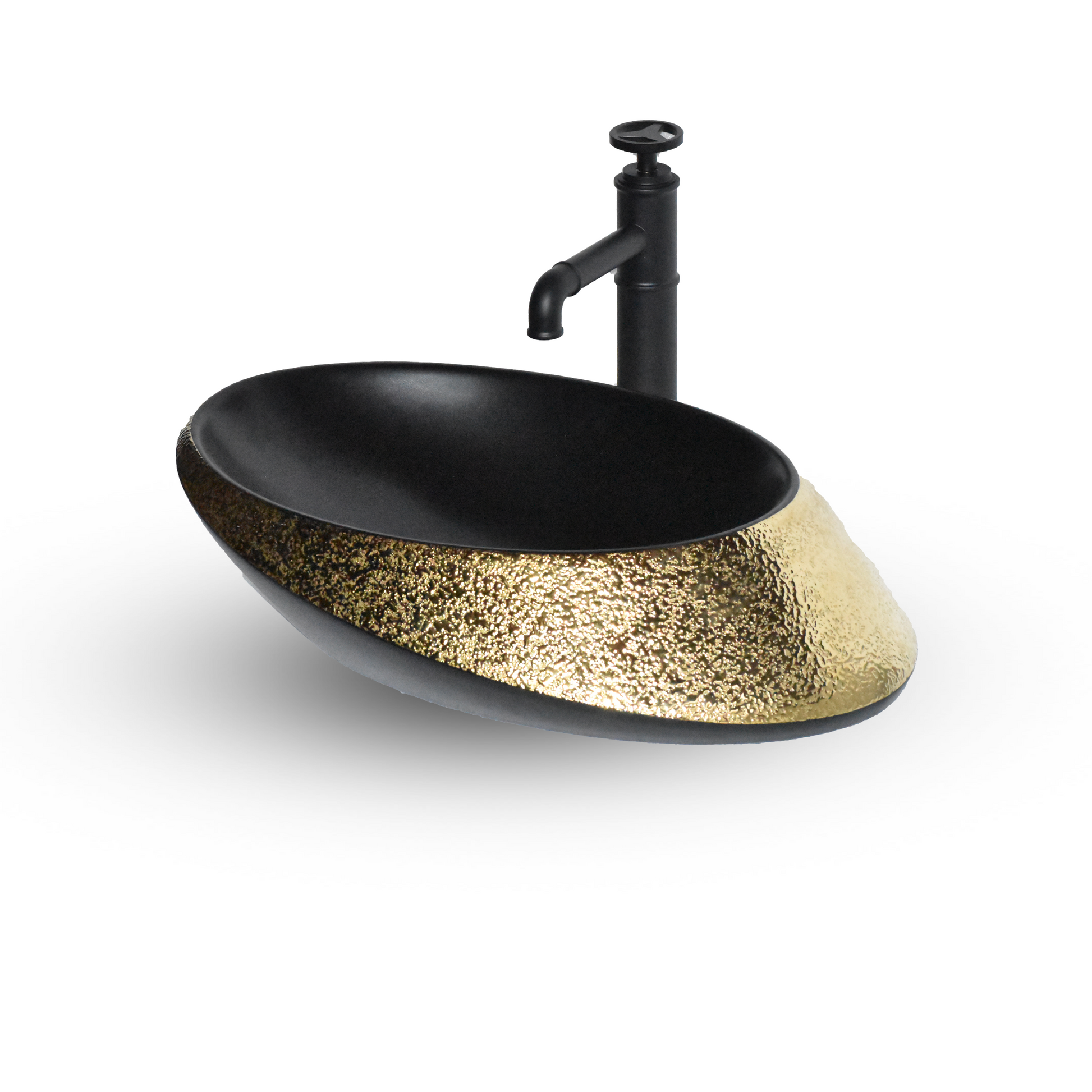 InArt Modern Table Top Wash Basin 52 x 38 CM Black Gold Design - InArt-Studio