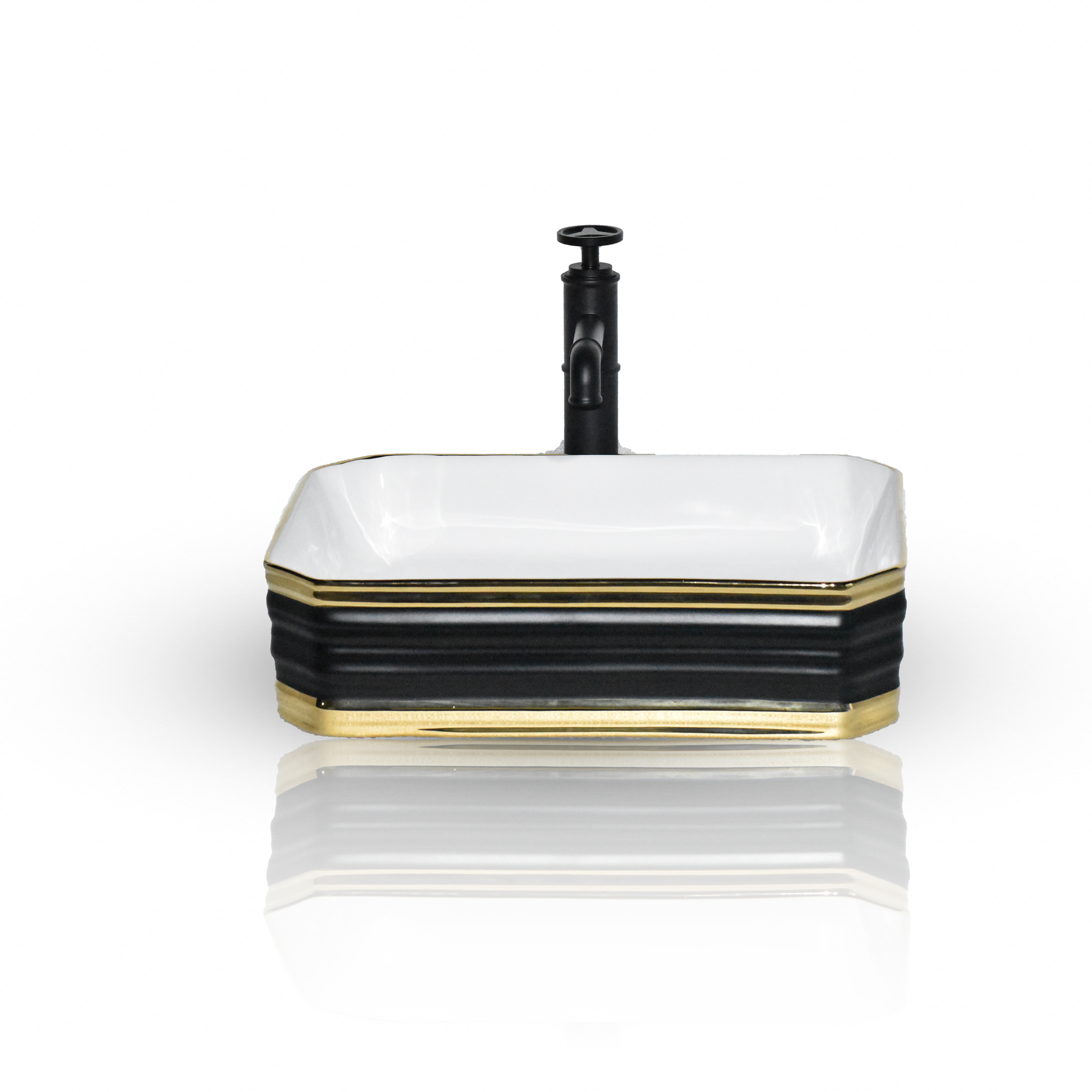 InArt Modern Table Top Wash Basin 46 x 34 CM Black Gold Design - InArt-Studio