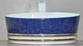 InArt Ceramic Counter or Table Top Wash Basin 41x41 CM Blue White Color - InArt-Studio
