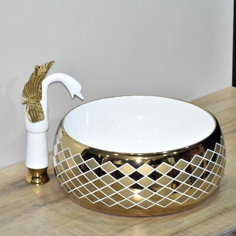 inart ceramic gold wash basin