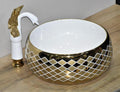 InArt Ceramic Counter or Table Top Wash Basin Marble 40x40 CM Gold White - InArt-Studio
