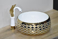 InArt Ceramic Counter or Table Top Wash Basin Marble 40x40 CM Gold White - InArt-Studio