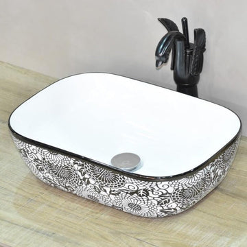 table top wash basin in black color by inart 18x13 inch