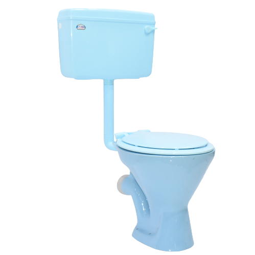 InArt Combo Ceramic Floor Mounted European Western Water Closet Toilet Commode EWC P Trap Set Light Blue - InArt-Studio