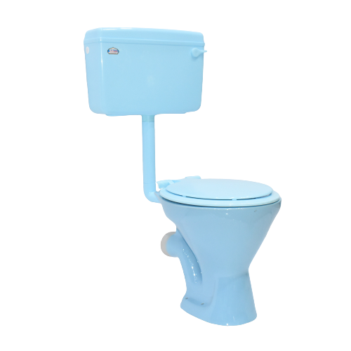 InArt Combo Ceramic Floor Mounted European Western Water Closet Toilet Commode EWC P Trap Set Light Blue - InArt-Studio