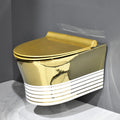InArt ceramic gold wall hung designer toilet - full front view of mounted water closet seat
