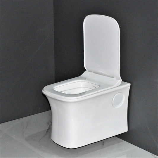 InArt Ceramic Wall Hung or Wall Mounted Designer (Clean Rim) Rimless Water Closet Toilet with Soft Seat Cover - InArt-Studio