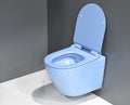 InArt Ceramic Wall Hung or Wall Mounted Designer (Clean Rim) Rimless Water Closet Toilet with Soft Seat Cover Matt Blue Color - InArt-Studio