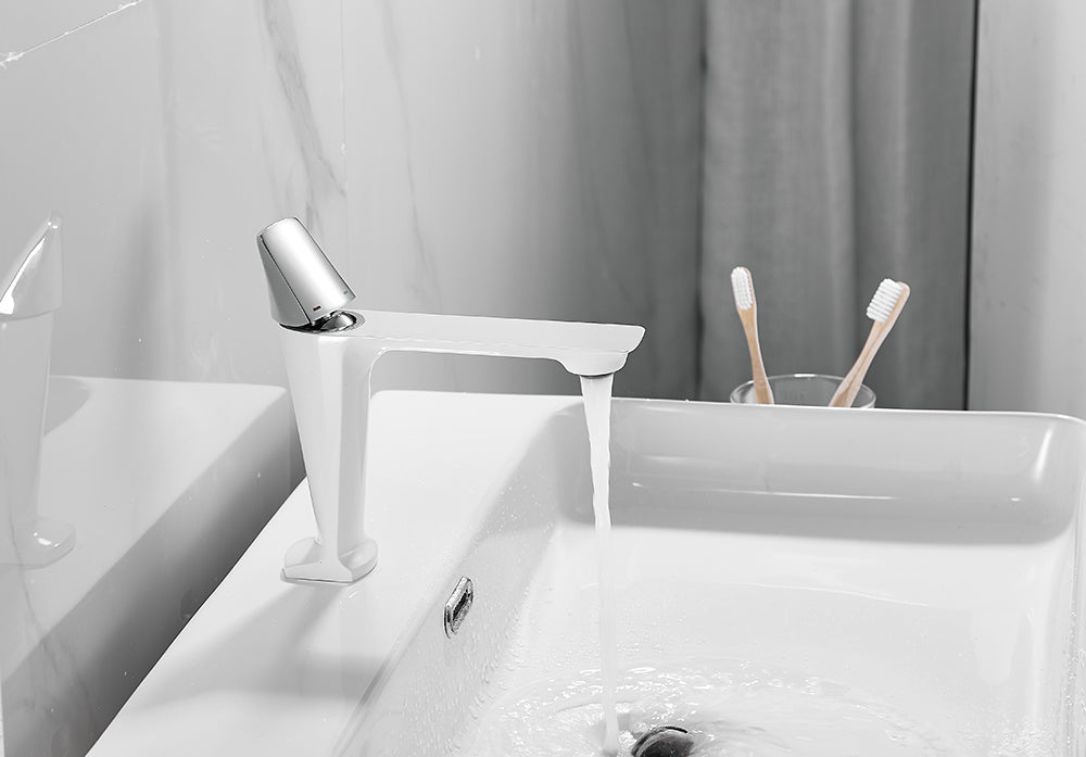 InArt Single Lever Basin Mixer Taps for Bathroom Brass White - InArt-Studio