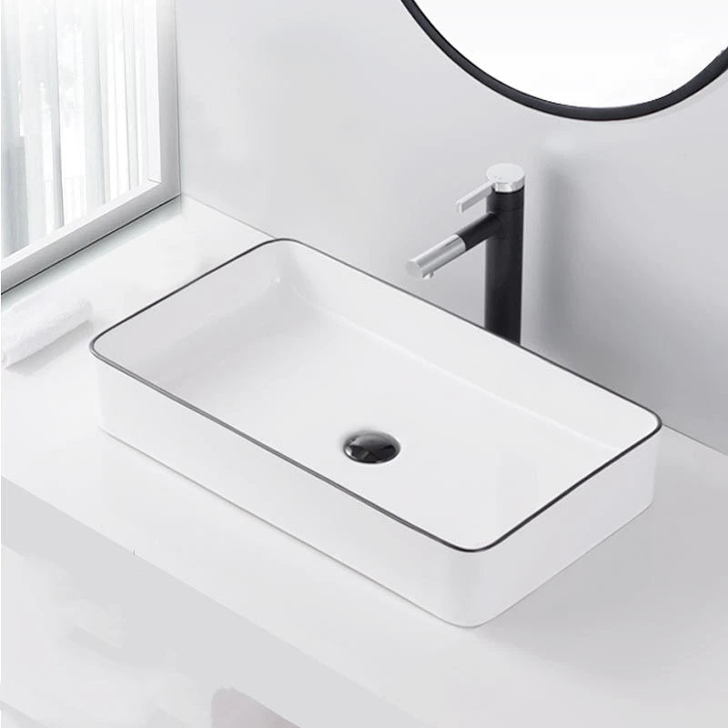 table top wash basin in black white color 24 inch