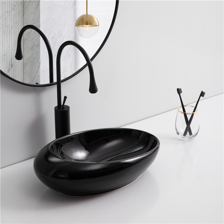 InArt Ceramic Counter or Table Top Wash Basin Black 49x31 CM - InArt-Studio