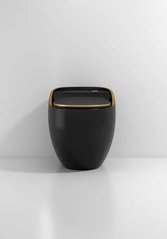 InArt Syphonic Washdown Flush Ceramic One Piece Western Toilet Commode - Water Closet Black Matt - InArt-Studio