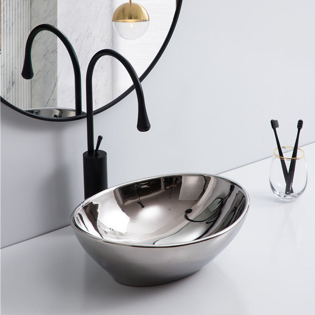 InArt Ceramic Counter or Table Top Wash Basin Silver 40x33 CM - InArt-Studio