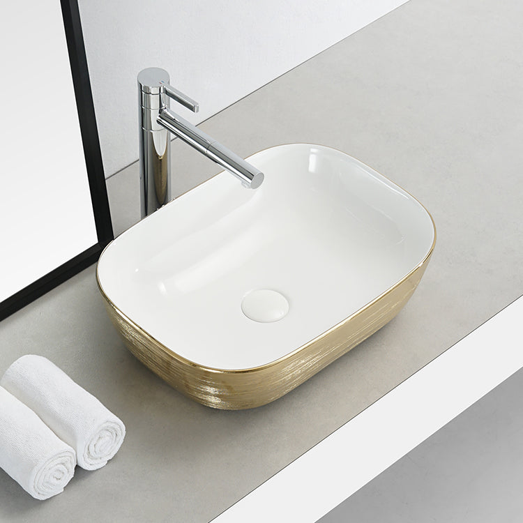 InArt Ceramic Counter or Table Top Wash Basin 45x32 CM Gold - InArt-Studio