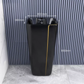 InArt Ceramic Pedestal Free Standing Wash Basin 17 x 14 x 34 Inch, Black Glossy - InArt-Studio