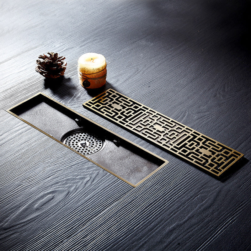 inart long floor drain antique