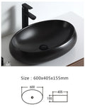 InArt Modern Table Top Wash Basin 60 x 40 CM Black Color Matt Finish - InArt-Studio