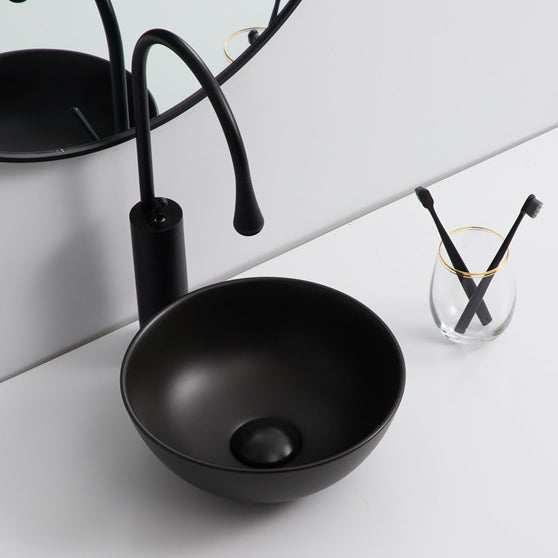 InArt Ceramic Table Top Wash Basin For Living Room Or Bathroom Black Matt 28x28 CM - InArt-Studio
