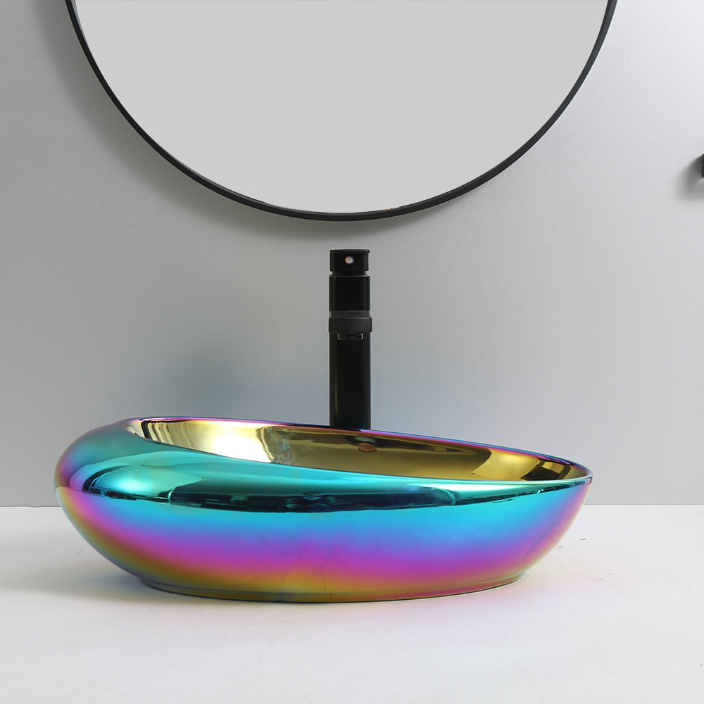 InArt Ceramic Counter or Table Top Wash Basin Multi Color 49x31 CM - InArt-Studio