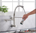 InArt Single Lever Wall Mounted Kitchen Sink Tap 360° Pull-Down Sprayer Kitchen Sink Cock Tap Faucet with Multi-Function Spray Head, Chrome Finish - InArt-Studio