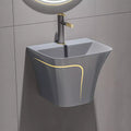 InArt Wall Hung Half Pedestal Ceramic Wash Basin/Vessel Sink 49x44 CM Grey Matt - InArt-Studio