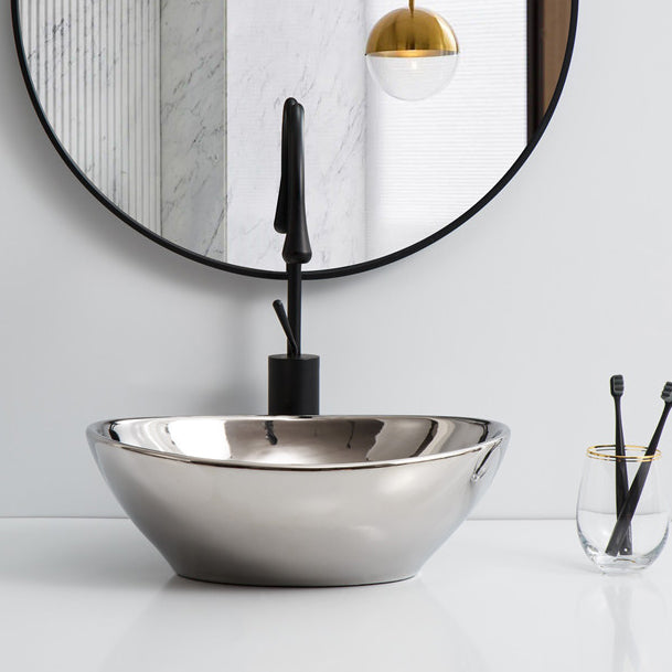 InArt Ceramic Counter or Table Top Wash Basin Silver 40x33 CM - InArt-Studio