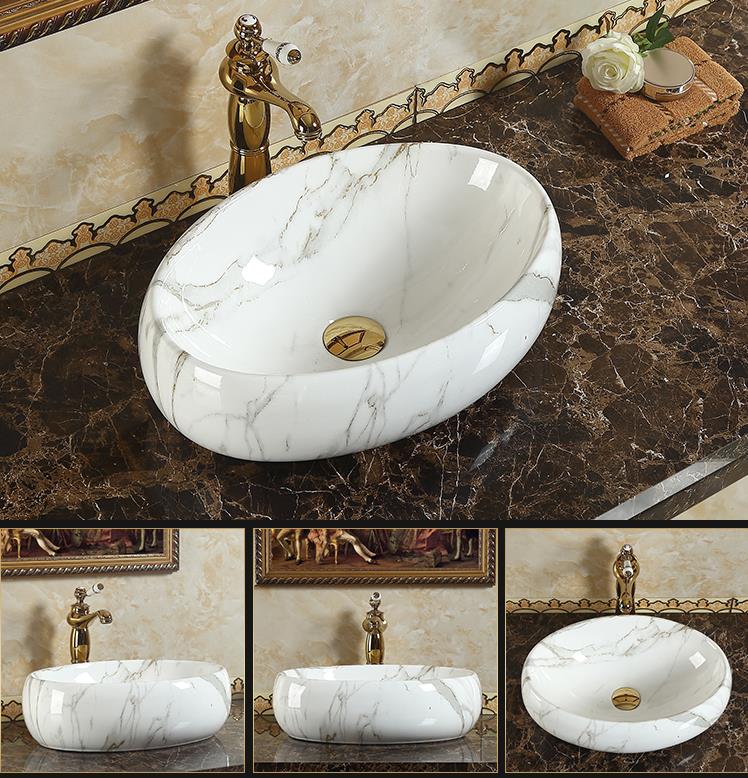 InArt Modern Table Top Wash Basin 40x31 CM Marble White - InArt-Studio
