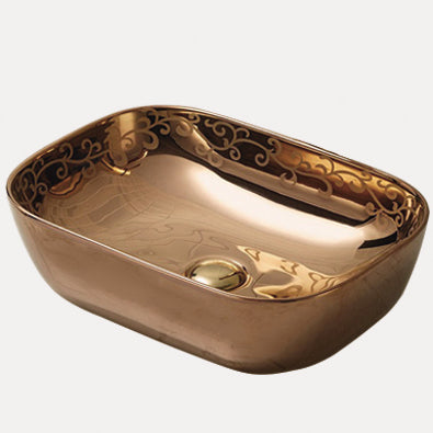 gold designer table top wash basin - main product view