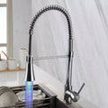 InArt LED Single Lever Kitchen Sink Mixer 360° Pull-Down Sprayer Kitchen Faucet with Multi-Function Spray Head, Chrome - InArt-Studio