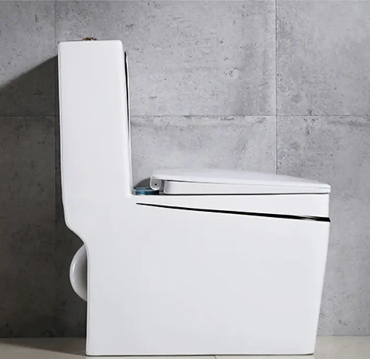 InArt One Piece Toilet Commode Wash Down Vaccum Flush - Ceramic Western Toilet Design Water Closet White Black Glossy - InArt-Studio
