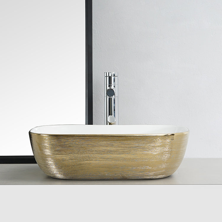 InArt Ceramic Counter or Table Top Wash Basin 45x32 CM Gold - InArt-Studio