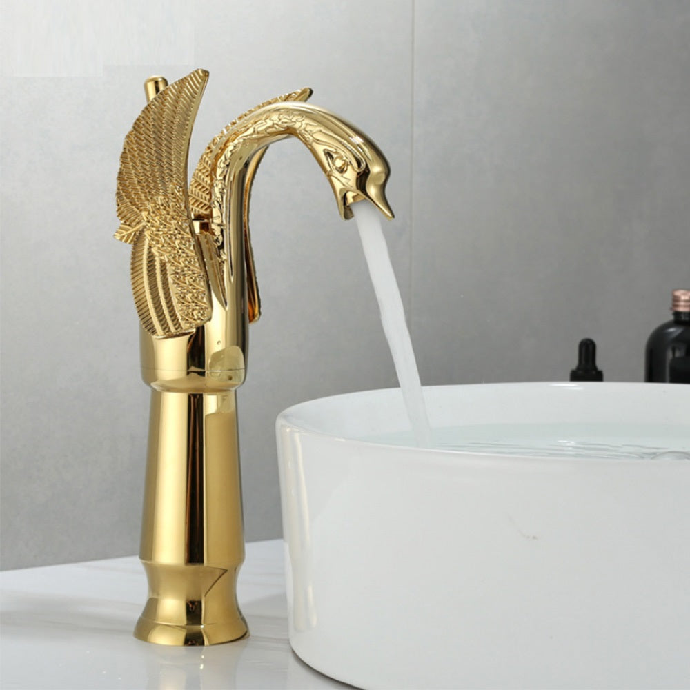 InArt Bathroom Single Lever Hole Basin Mixer Swan Shape Brass Basin High Neck Long Body Sink Faucet - InArt-Studio