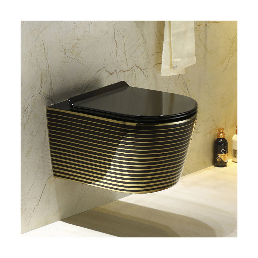 black gold color toilet wall hung commode