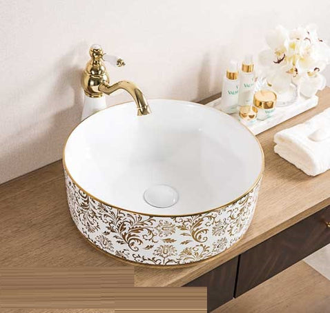 InArt Ceramic Counter or Table Top Wash Basin Golden 40x40 CM - InArt-Studio