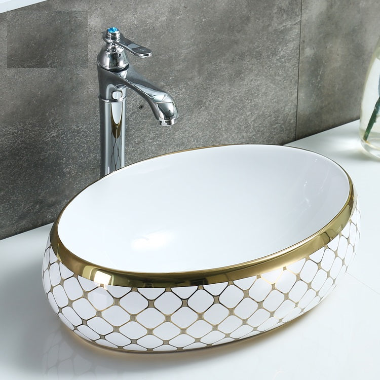 table top wash basin in golden color 24x16 inch