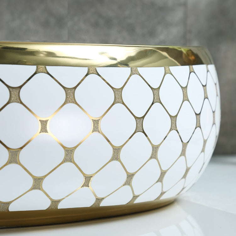 InArt Ceramic Counter or Table Top Wash Basin 60x40 CM Gold - InArt-Studio