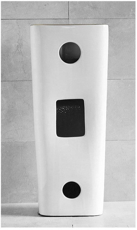 InArt Ceramic Pedestal Free Standing Wash Basin 17 x 14 x 34 Inch, White Gold - InArt-Studio