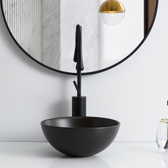 InArt Ceramic Table Top Wash Basin For Living Room Or Bathroom Black Matt 28x28 CM - InArt-Studio