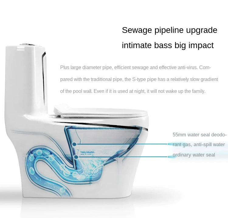InArt One Piece Toilet Commode Rimless Syphonic - Ceramic Western Toilet Design Water Closet White Blue Glossy - InArt-Studio