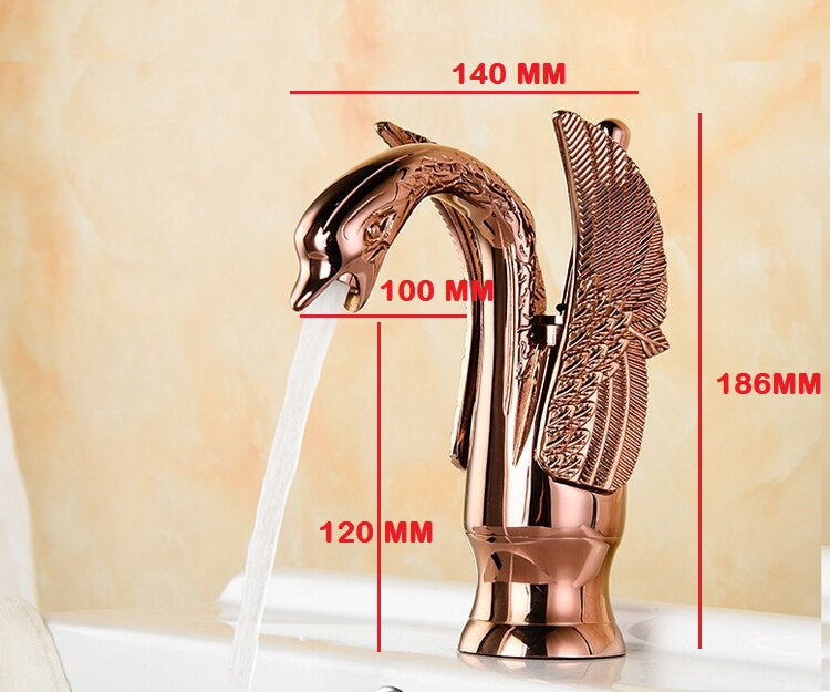 duck shape basin mixer tap in rosegold color
