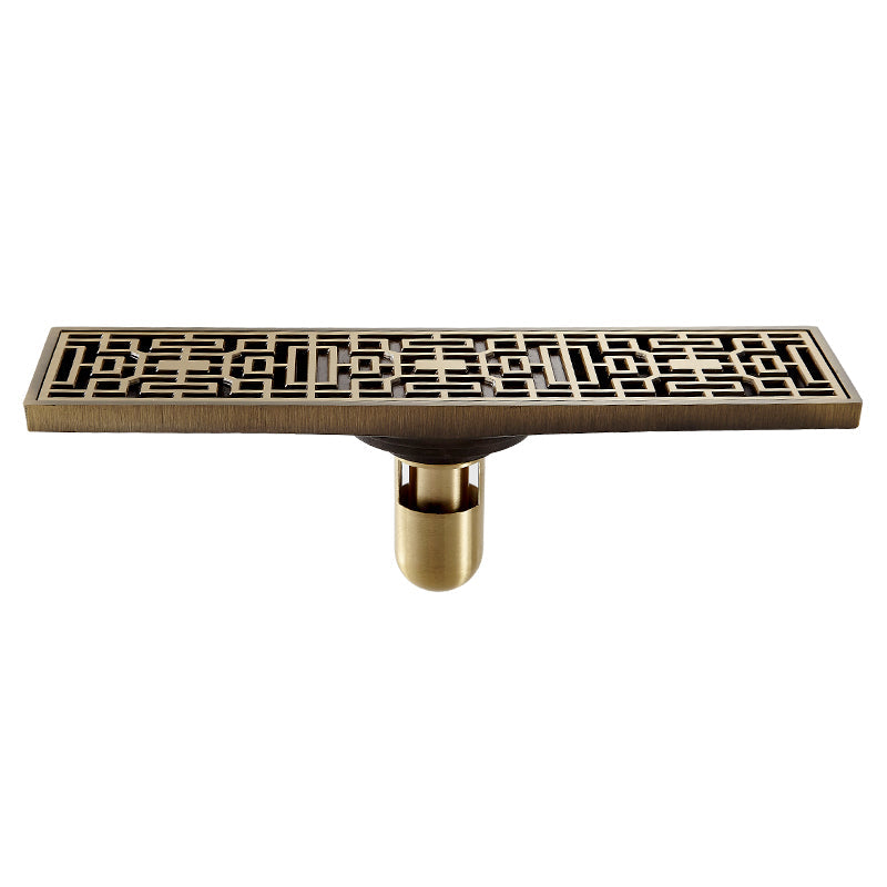InArt Brass Bathroom Floor Water Drain Grating with Anti-Foul Cockroach Trap Bronze Antique Finish 12" x 4" - InArt-Studio